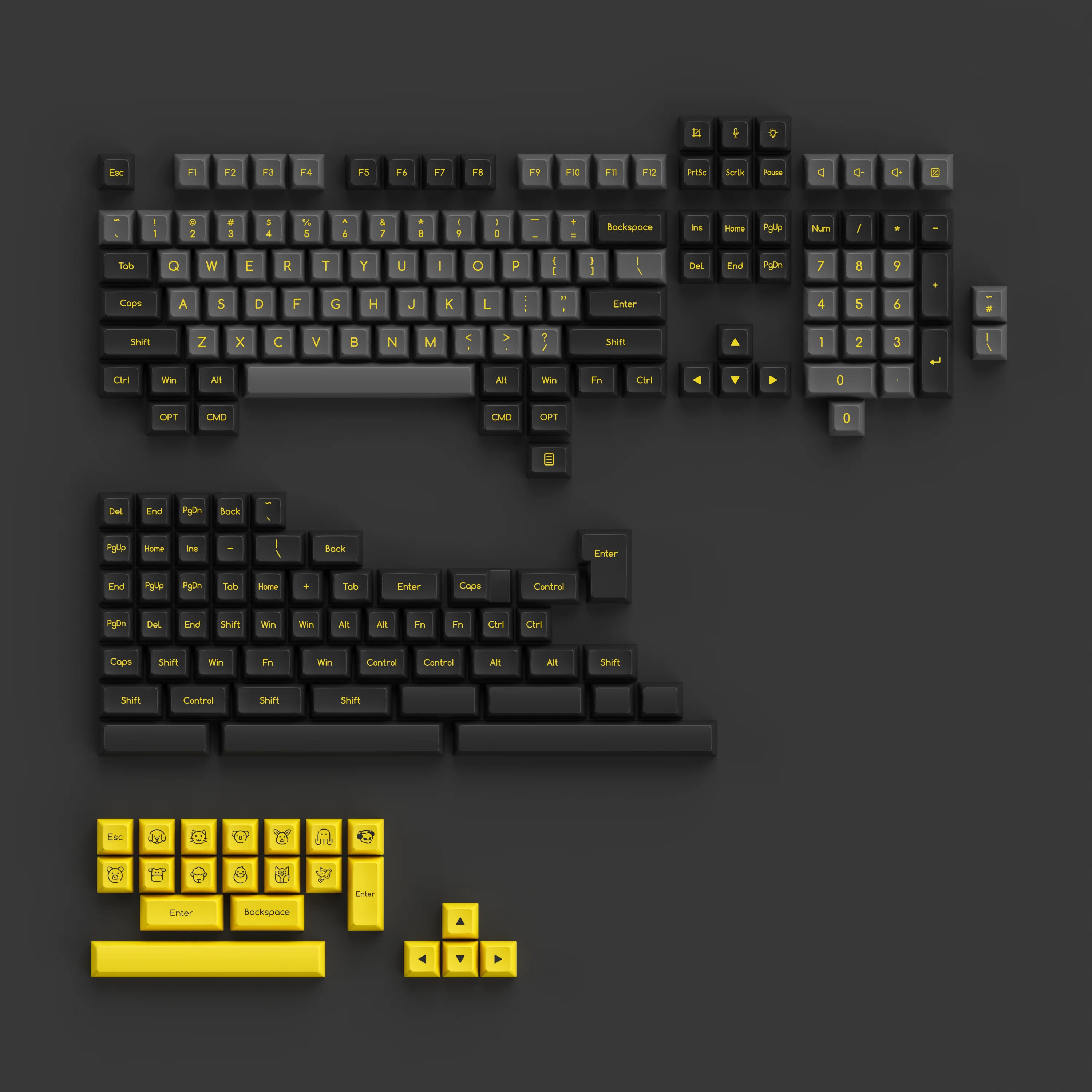 Black & Gold ABS SAL Keycap Set (195-Key) - Image 3