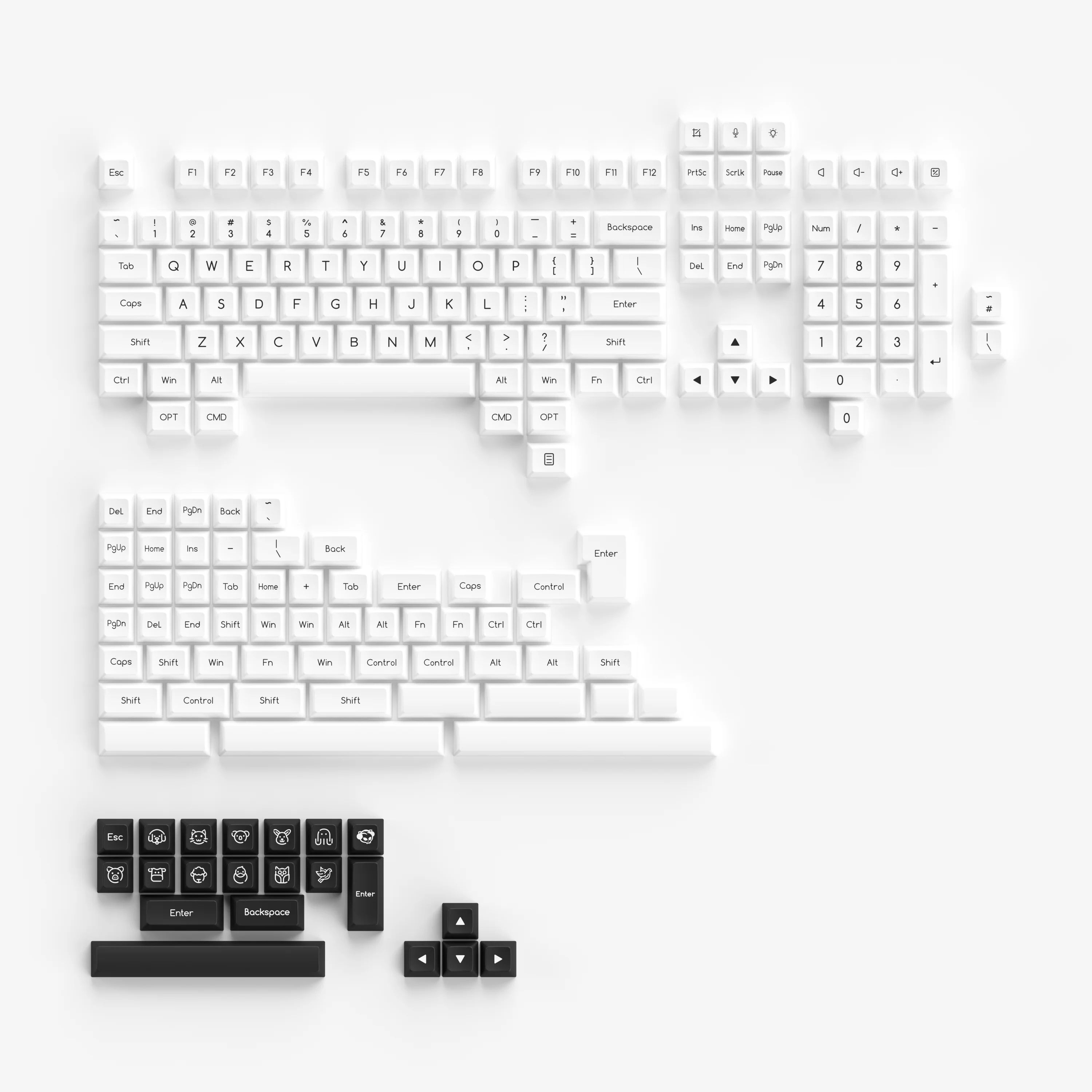 Black on White ABS SAL Keycap Set(195-Key) - Image 3