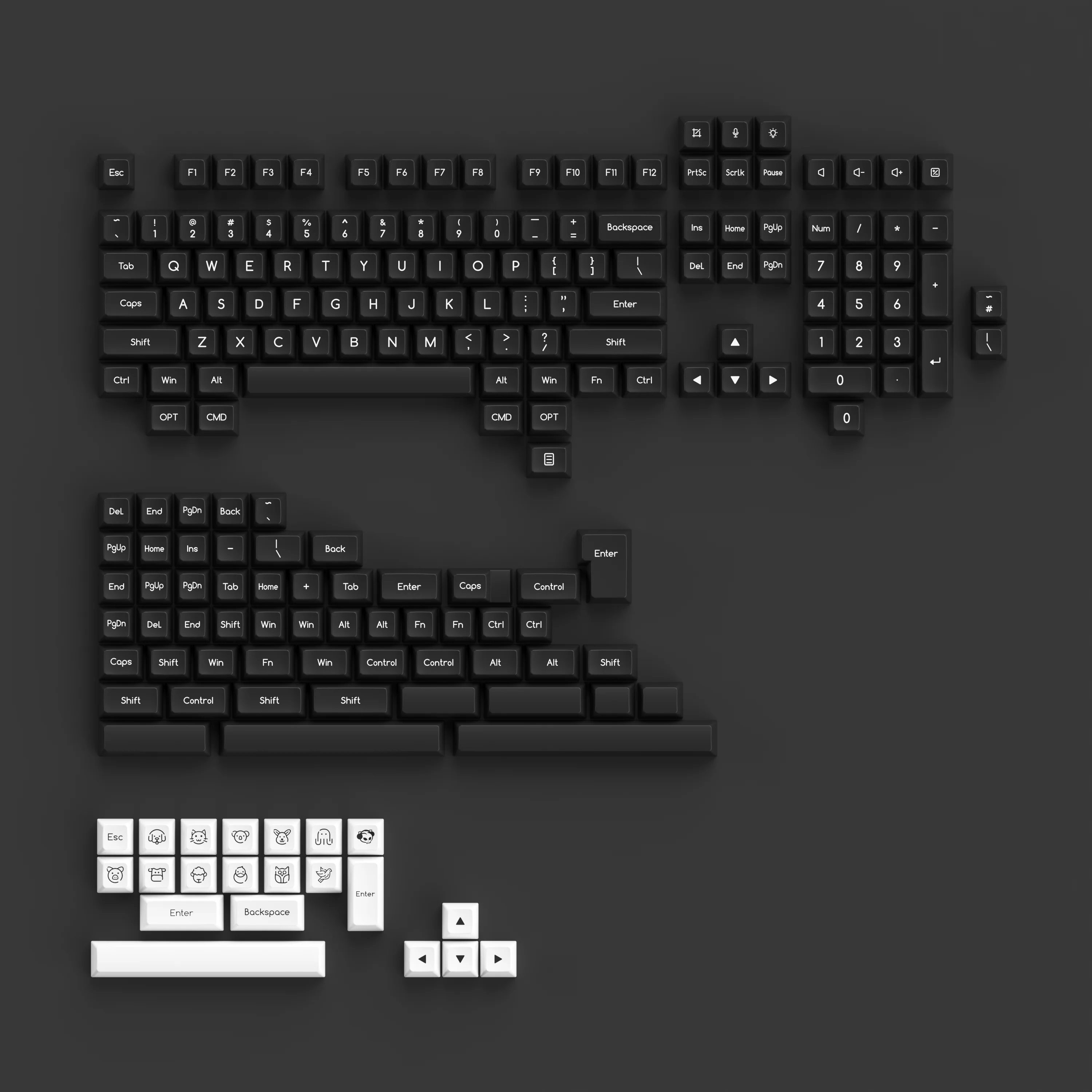 White on Black ABS SAL Keycap Set (195-Key) - Image 9